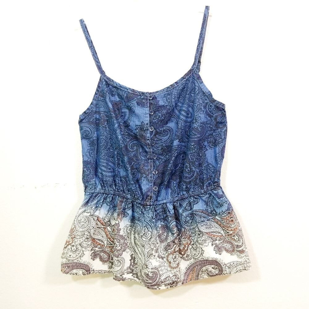 Arizona paisley chambray boho peplum tank top S